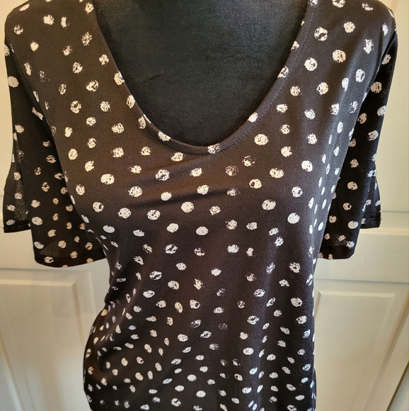 Polka Dot Black and White Top with Rhinestones sz 1X Whimsygoth Brunch Glam - Picture 2 of 6